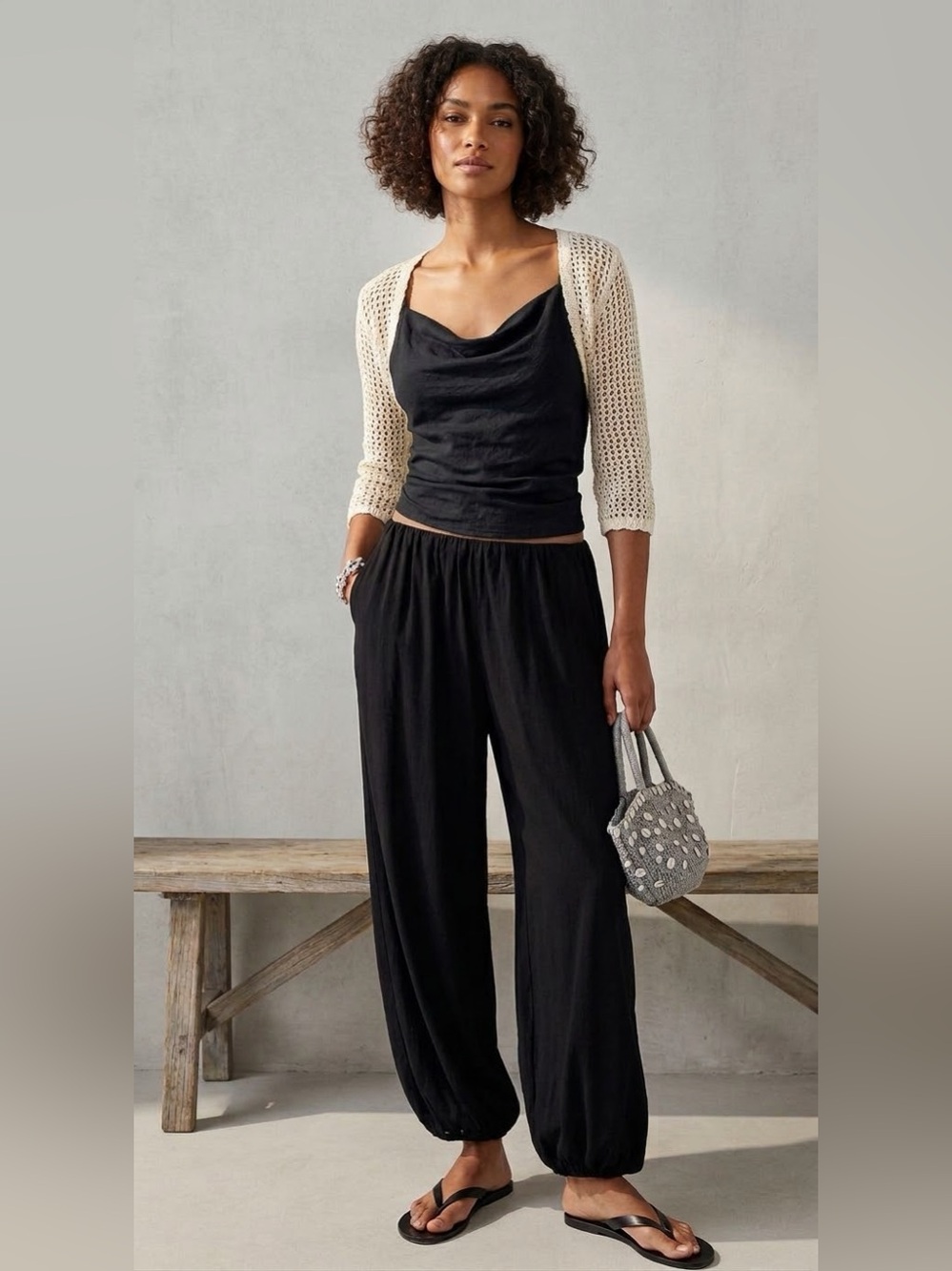 Mango Black Mid-Rise Balloon Pant, size M